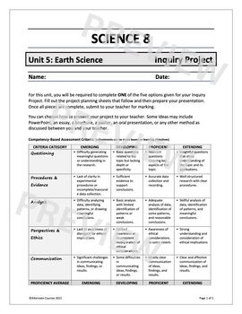 Preview of Science 8 Unit 5: Earth Science PROJECTS