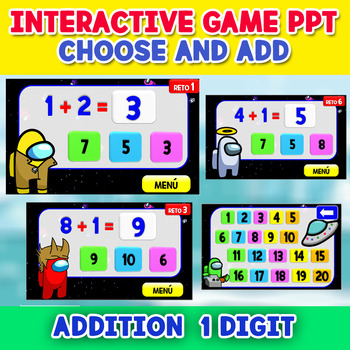 Preview of ADD 1 DIGIT - Power Point Game - 20 QUESTIONS