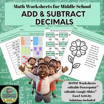 Preview of ADD & SUBTRACT DECIMALS-5th/6th Middle School Math Worksheets
