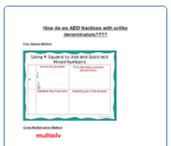 Preview of ADD fractions with unlike denominators MINI ANCHOR CHART