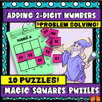 Preview of ADDING 2-DIGIT #S MAGIC SQUARES PUZZLES PROBLEM SOLVING CENTERS EARLY FINISHERS