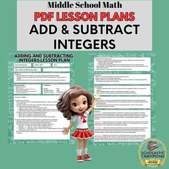 Preview of ADDING AND SUBTRACTING INTEGERS-Lesson Plan for 5th/6th Grade Middle School Math
