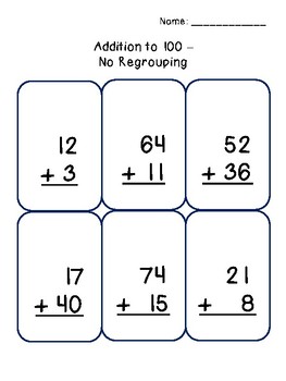 Preview of ADDING AND SUBTRACTING WITHIN 100 QUICK ASSESSMENT