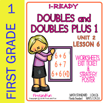 Preview of ADDING DOUBLES AND DOUBLE PLUS 1 WORKSHEETS EXIT TICKET AND POSTERS i READY COMM