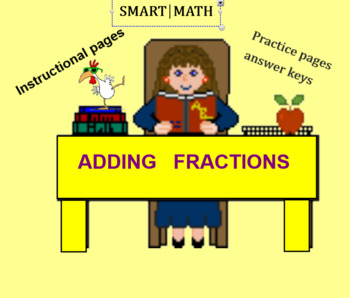 Preview of ADDING  FRACTIONS; POWER POINTS with worksheets, printable