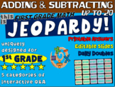 ADDING & SUBTRACTION- First Grade MATH JEOPARDY! handouts 