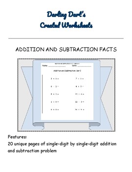 Preview of ADDITION AND SUBTRACTION FACTS: Version 3 of 5