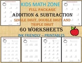 ADDITION AND SUBTRACTION - single, double and triple digits