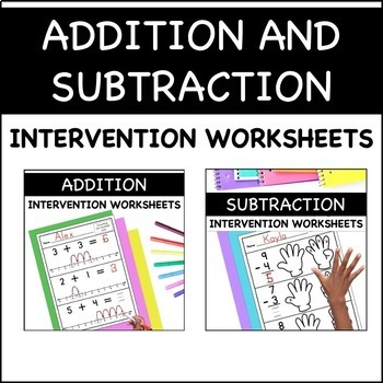 Preview of ADDITION AND SUBTRACTION INTERVENTION WORKSHEETS Special Education, Kindergarten