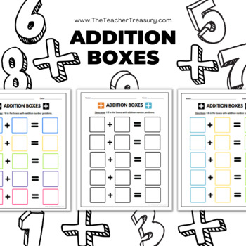 Preview of Addition Boxes: Fill in the Number Sentences
