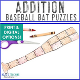 ADDITION Softball Baseball Math Game | Sports Theme Bullet