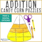 ADDITION Candy Corn Math: Autumn Fall Activity Center Puzzle