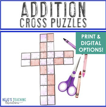 Preview of ADDITION Religious Easter Cross | Holy Week Craft | Stations of the Cross Math