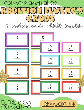 Preview of ADDITION FLUENCY CARDS | EDITABLE |