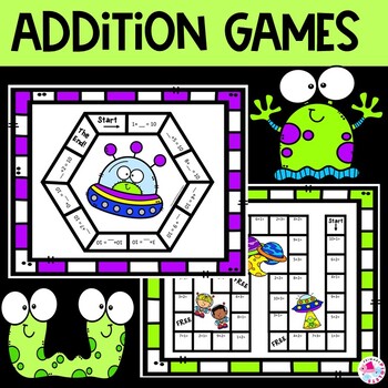 Preview of Addition Facts Games Outer Space | First Grade Math Centers