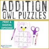 ADDITION Puzzles - Halloween Math Game - Owl Babies Activi