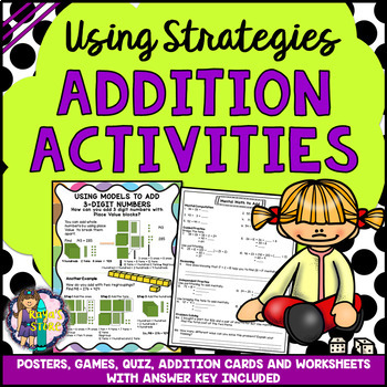Preview of ADDITION STRATEGIES (Posters, Worksheets, Games, Quiz and Strategy Cards)
