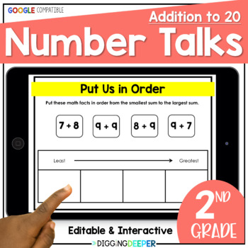 Preview of ADDITION TO 20 Digital Number Talks - Second Grade Math Warm Ups