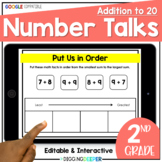 ADDITION TO 20 Digital Number Talks - Second Grade Math Warm Ups