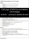 Preview of ADHD Accommodations and Strategies List (Classroom Management, 504 Plan, IEP)