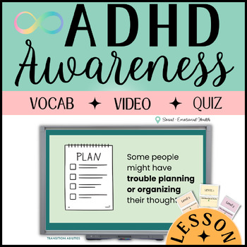 Preview of ADHD Awareness Month Lesson, Video & Activity | Editable | Neurodiversity