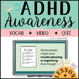 ADHD Awareness Month Lesson, Video & Activity | Editable |
