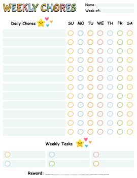 ADHD Chore chart For Kids by Knowledge Korner | TPT