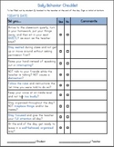 ADHD Daily Elementary Student Behavior Self-Checklist