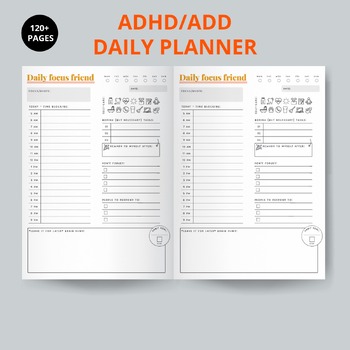 Preview of ADHD Daily Planner(Printable + Editable) 120+ Pages