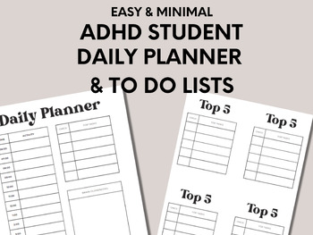 Preview of ADHD Daily Planner and Top 5 To Do Lists