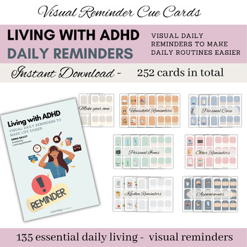 Preview of ADHD Daily Visual Reminder Cards -Living with ADHD -252 Cards for Teens & Adults