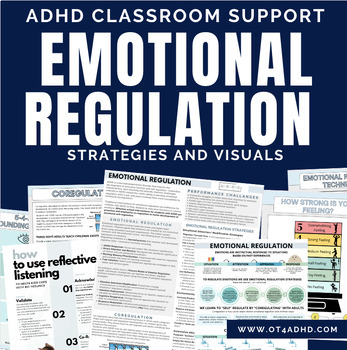 Preview of ADHD Emotion Regulation Teacher Support Reference and Strategy Visuals OT