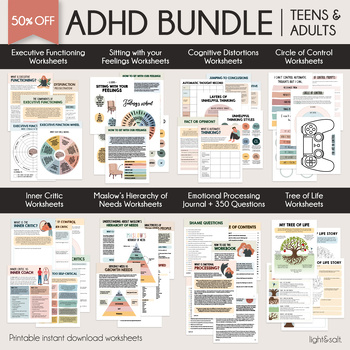 Preview of ADHD - Executive functioning worksheet bundle teens and adults
