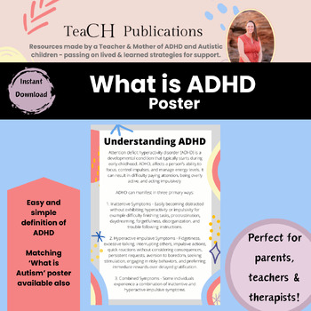 Preview of What is ADHD Explanation Poster Therapy Office Decor Simple & Easy to Understand