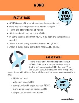 Preview of ADHD Fact Sheets for Kids!