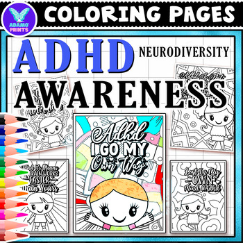 Preview of ADHD Neurodiversity Awareness Coloring Page Special Education Activities NO PREP