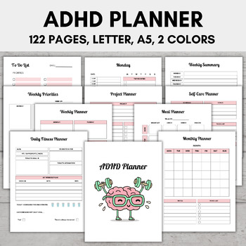 Preview of ADHD Planner Adult | ADHD Productivity Planner | ADHD Daily | Weekly | Monthly