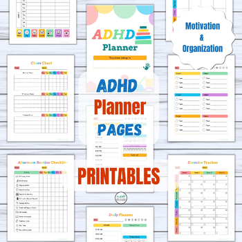 Preview of ADHD Planner | Social Skills | Goal Setting | Plan | Organize | Bright Colors