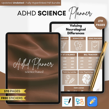 Preview of ADHD Science Based Planner, Planner for Ipad, Goondontes, Hyperlinked Planner