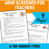 ADHD Screener for Teachers