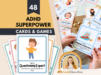 Preview of ADHD Superpower Affirmation & Coping Skill Cards for Kids