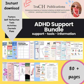 Preview of ADHD Support Bundle - Information, Therapy Worksheets, Activities & Posters