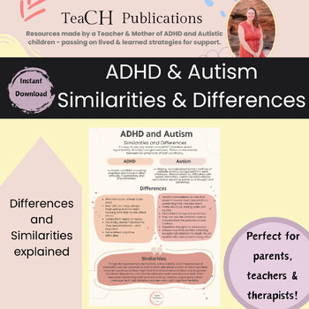 Preview of ADHD and Autism Differences and Similarities Digital Download Poster Infographic