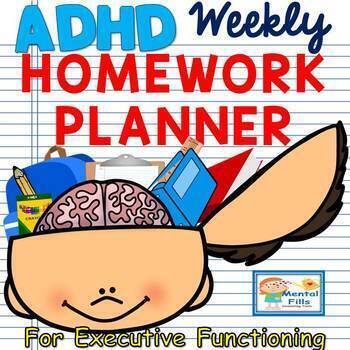 Preview of ADHD and Executive Functioning Weekly HOMEWORK Planner
