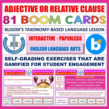 Preview of ADJECTIVE CLAUSE OR RELATIVE CLAUSE - 81 BOOM CARDS