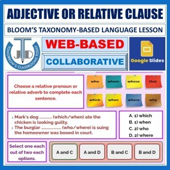 Preview of ADJECTIVE CLAUSE OR RELATIVE CLAUSE - GOOGLE SLIDES