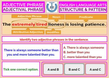 adjective phrases worksheets with answers by john dsouza tpt