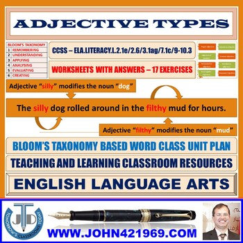 Preview of ADJECTIVE TYPES: 17 WORKSHEETS WITH ANSWERS