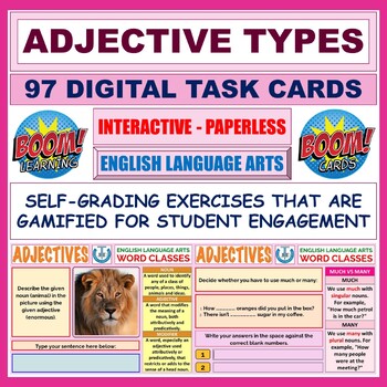 Preview of ADJECTIVE TYPES: 97 BOOM CARDS