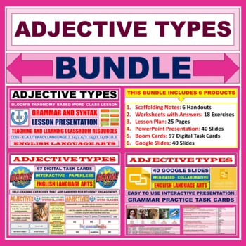 Preview of ADJECTIVE TYPES: BLOOM'S TAXONOMY BASED RESOURCES - BUNDLE